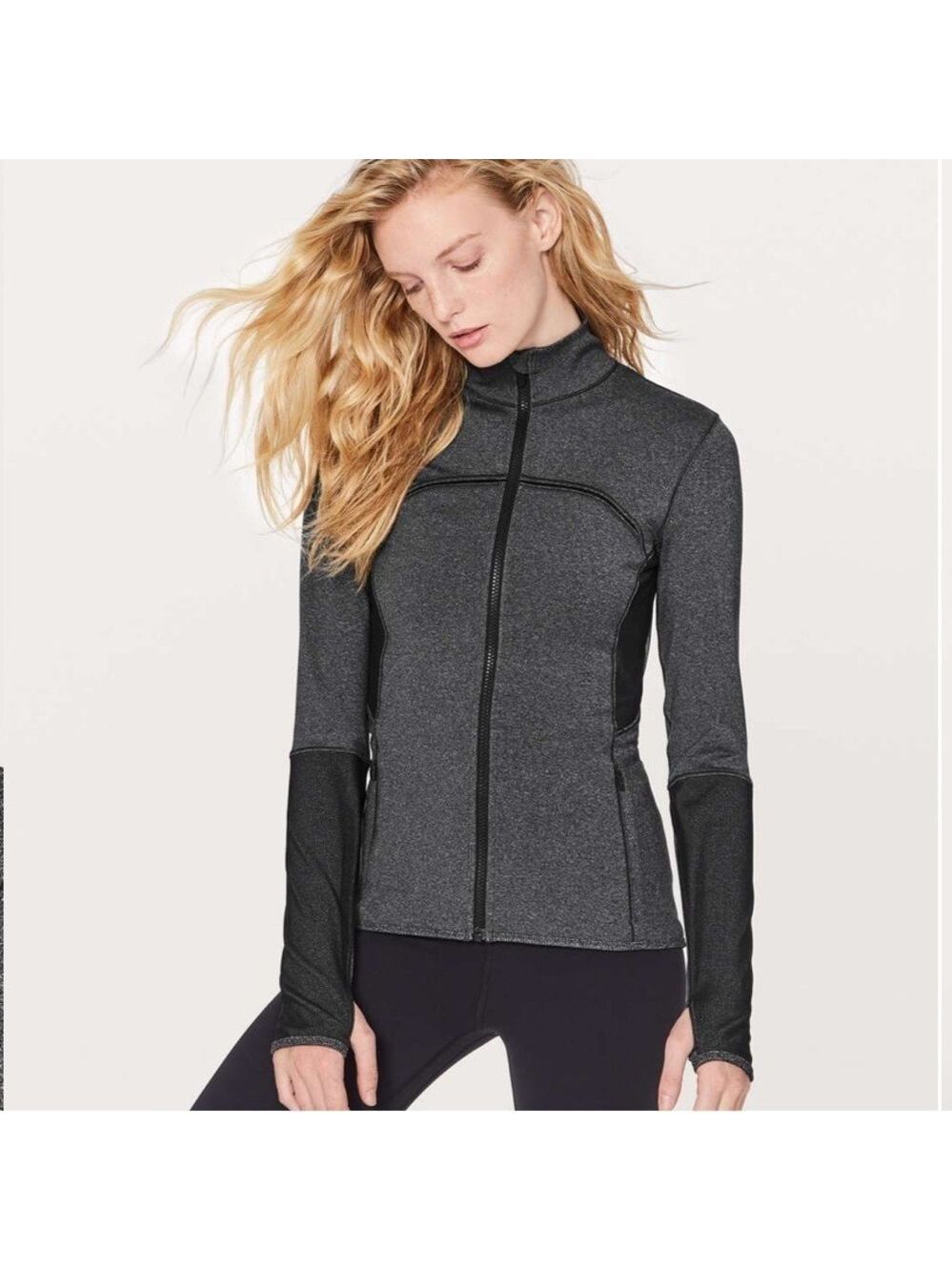 Lululemon Mesh Is More Jacket in Heathered Black Sz 6
